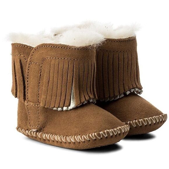 UGG Branyon Fringe 1018999I Kid's Girls Chestnut Suede Ankle Booties Boot UGG391 - Picture 1 of 7